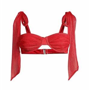 NWOT Beach Riot Women's Size M Drea Shimmer Underwire Bikini Top Red Hot Shine